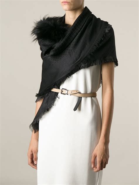 gucci girls scarf|Gucci scarf with fur trim.